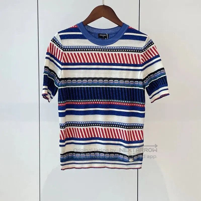 Chanel Chanel Multicolor Striped Knit Short Sleeve T-shirt . Size S / US 4 / IT 40 - 1 Thumbnail