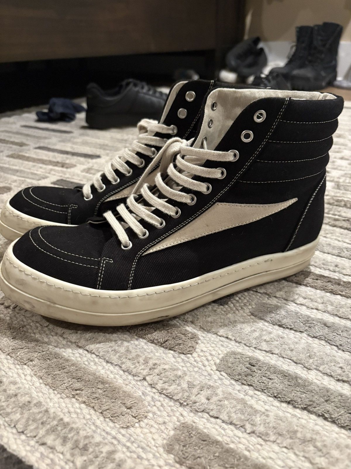 Rick Owens Rick owens hi top vintage vans sneakers | Grailed