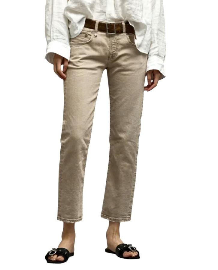 R13 BOY STRAIGHT 27 Khaki Stretchy Washed Cropped 86277 Size 27" / US 4 / IT 40 - 1 Thumbnail