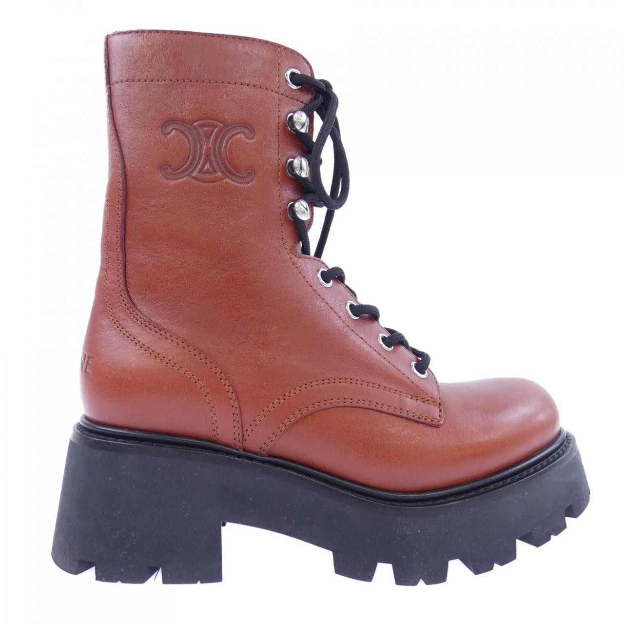 Celine Celine CELINE Triomphe Ranger Mid Lace Up Calf Leather Boots Leather Shoes 357583579C DUTY FREE for USA Size ONE SIZE - 1 Thumbnail