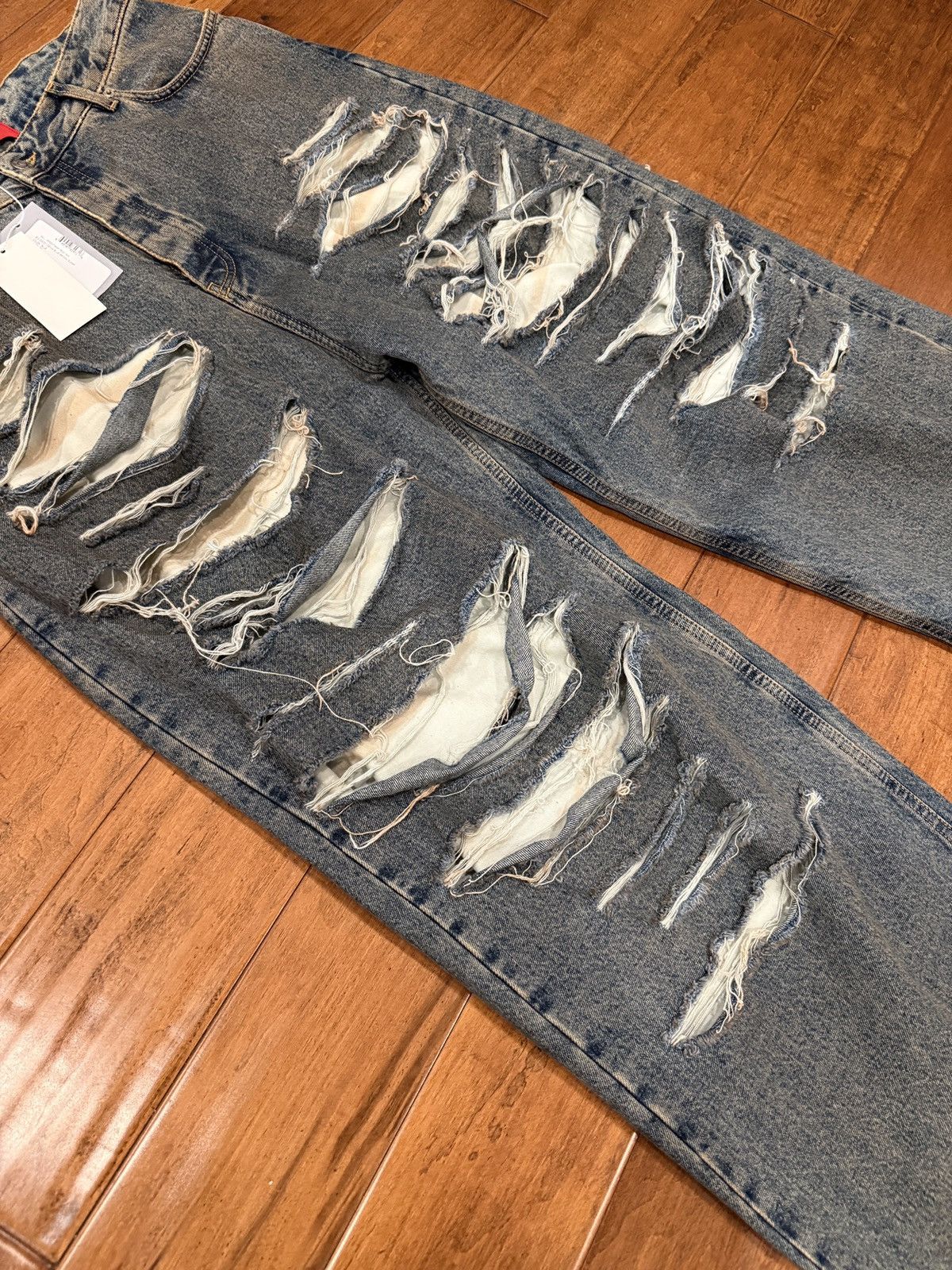 424 424 Big Daddy Denim Blue Brown Sugar Wash Distressed Size US 34 / EU 50 - 3 Thumbnail