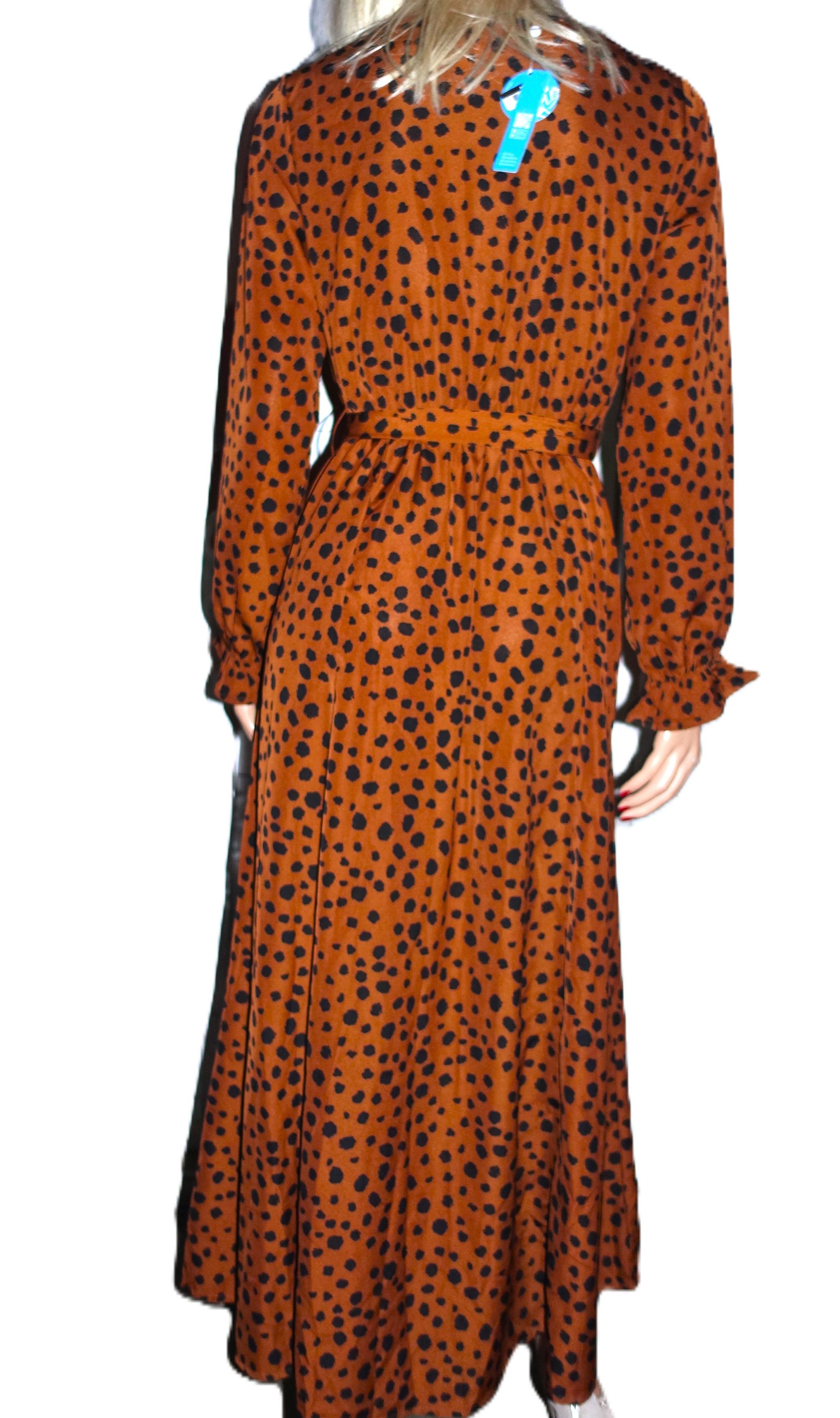 Other Cupshe Brown Black Faux Wrap Polka Dot Dress M NWT Size M / US 6-8 / IT 42-44 - 6 Thumbnail