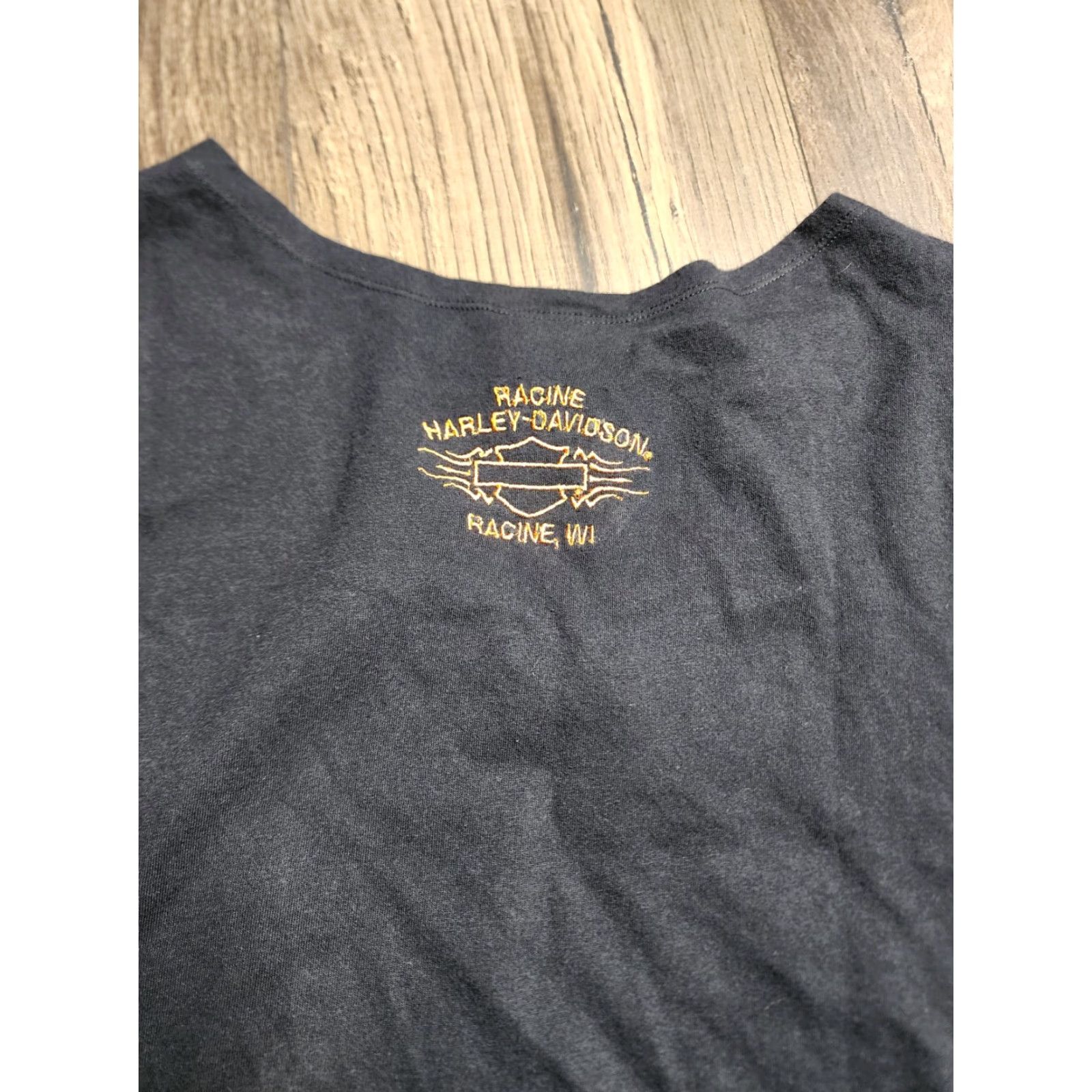 Harley Davidson VINTAGE Harley-Davidson Shirt Women L Black V-Neck Short Sleeve Embroidered Patch Size L / US 10 / IT 46 - 4 Thumbnail