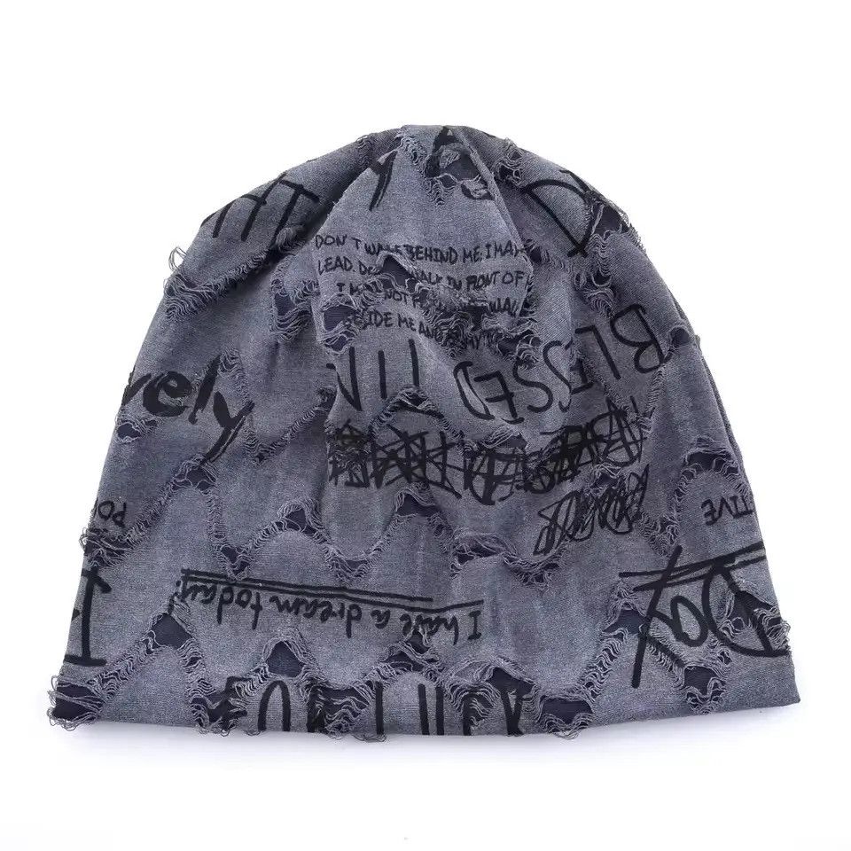 Japanese Brand Streetwear Distressed Beanie - Vintage-Inspired Graphic Hat Size ONE SIZE - 2 Thumbnail