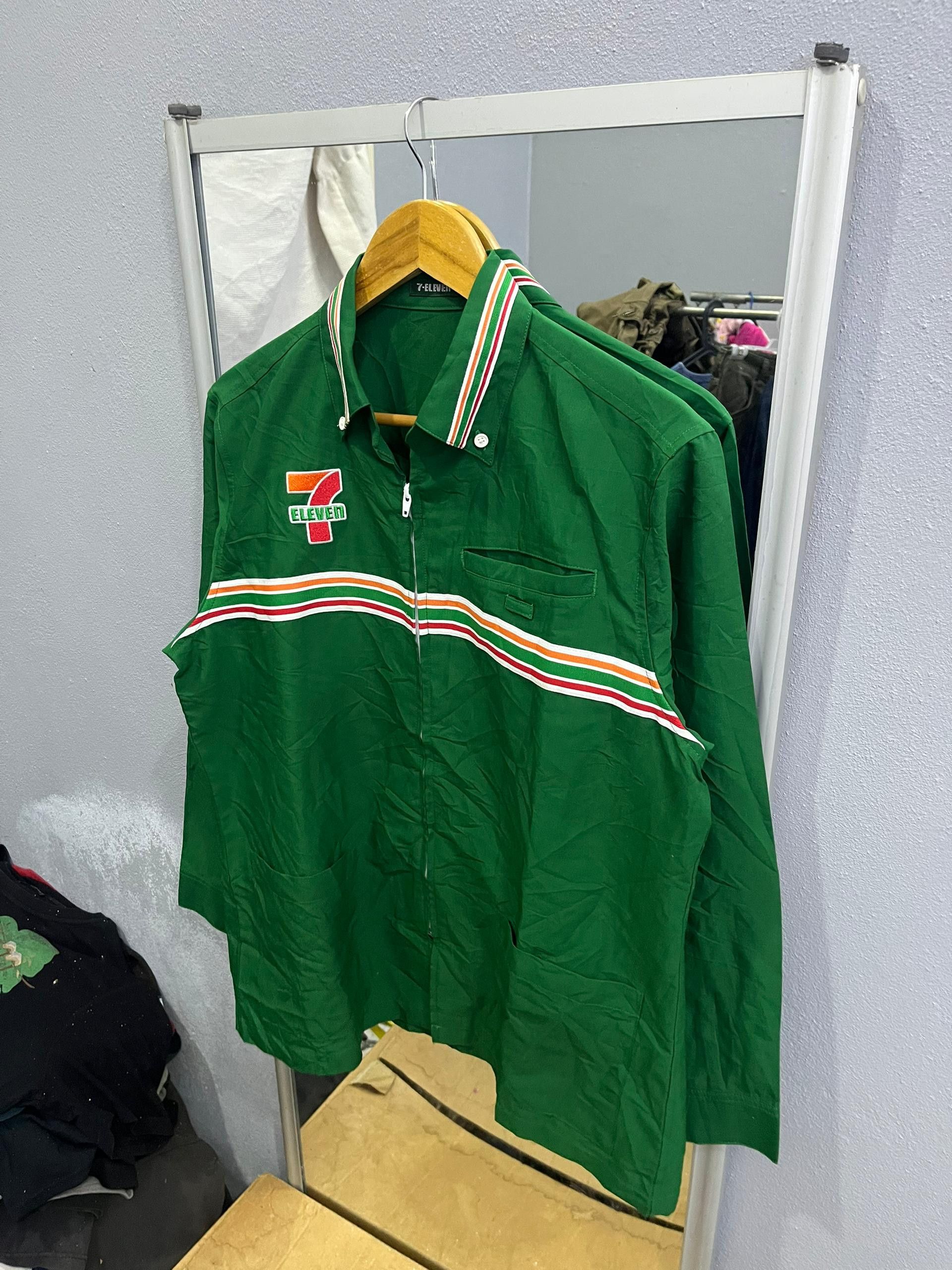 Japanese Brand 7-Eleven Japan Workwear Zip Shirt Racing Stripe Size US M / EU 48-50 / 2 - 2 Thumbnail