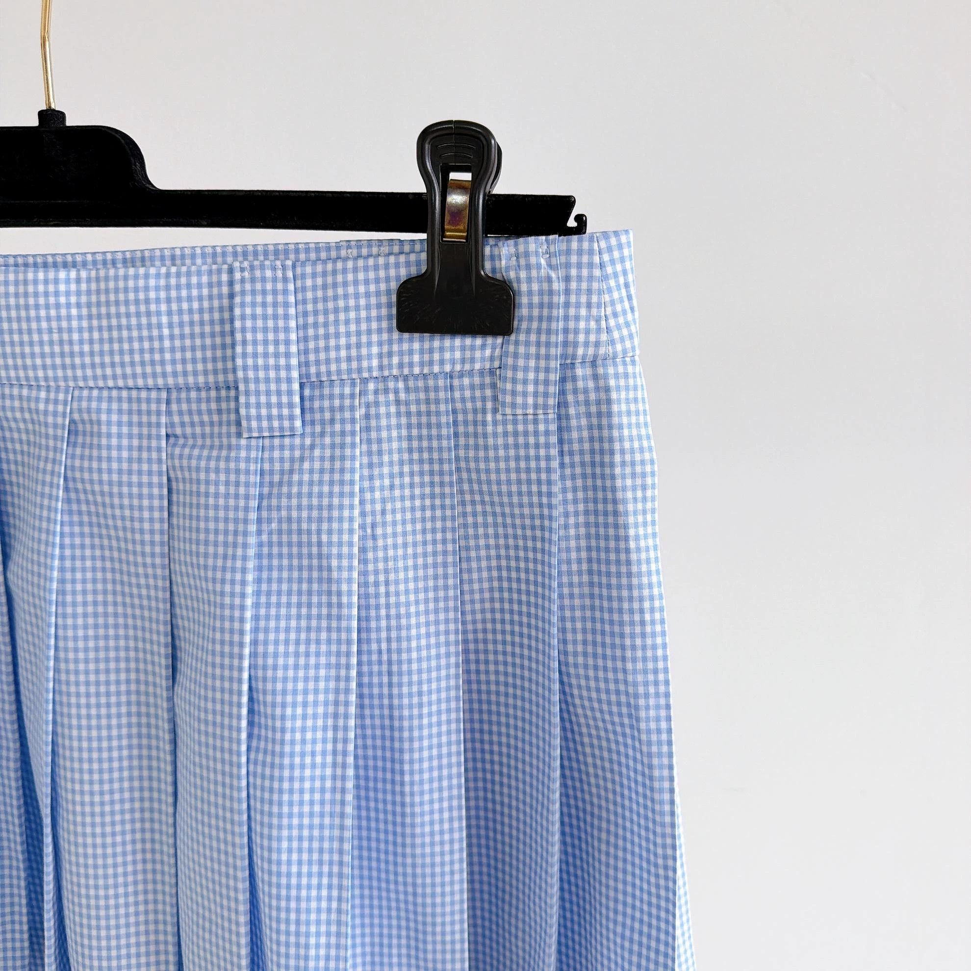 Miu Miu MIU MIU Women's Blue Checked Pleated Mini Skirt 36 Size 25" / US 0 / IT 36 - 5 Thumbnail