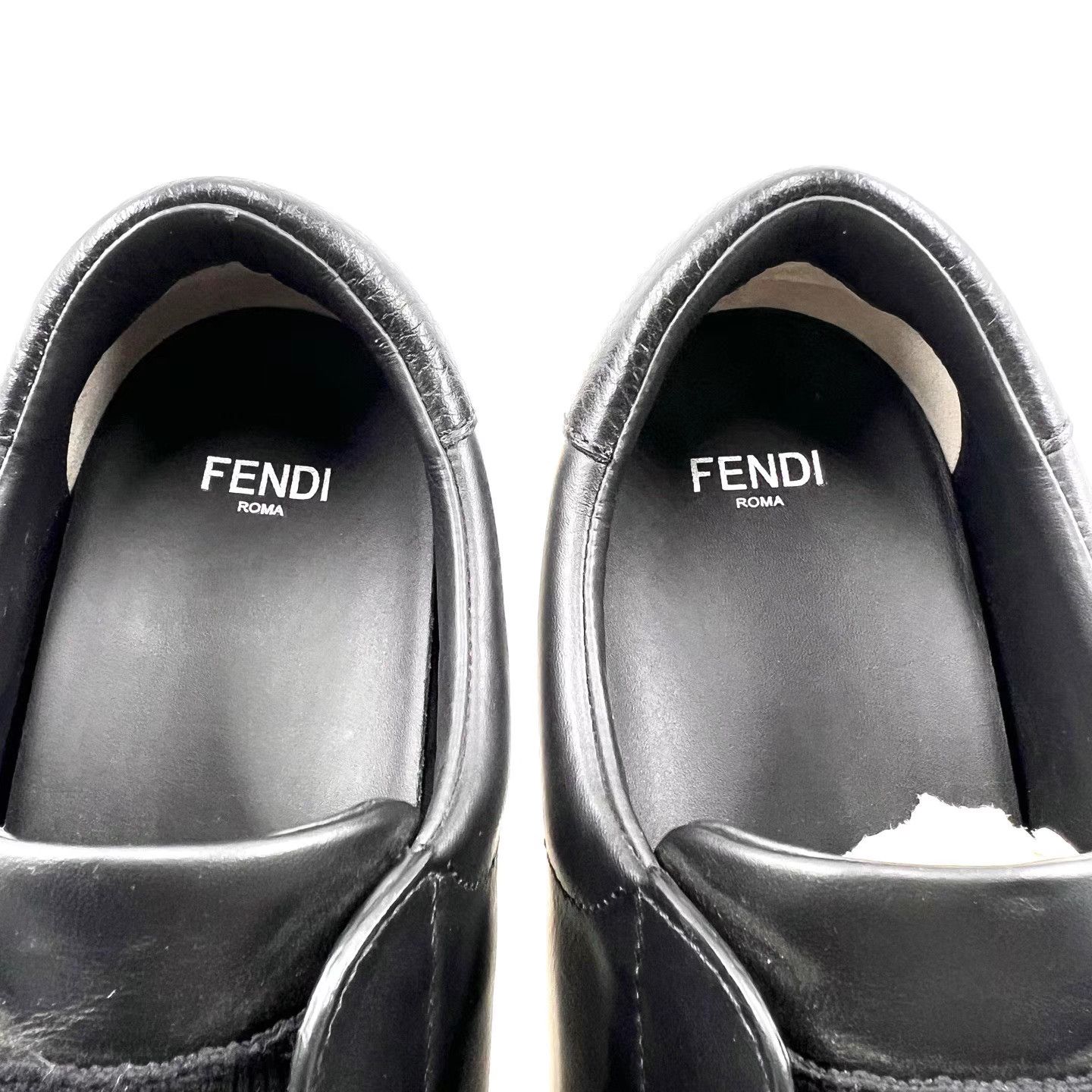 Fendi Fendi Black Leather Slip-On Low-Top Sneakers K12 Size US 7.5 / IT 37.5 - 3 Thumbnail