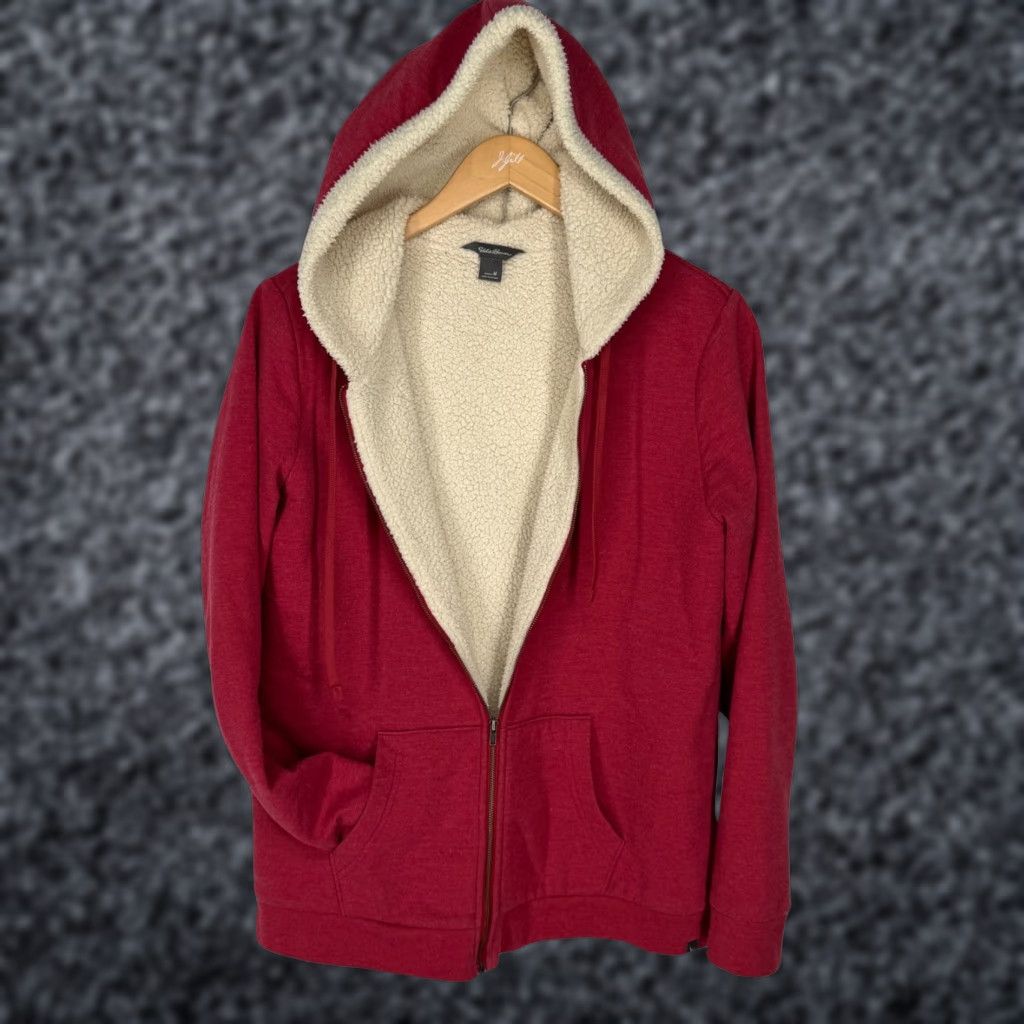 Eddie Bauer Eddie Bauer Womens Red Sherpa Lined Full Zip Hoodie Sweatshirt M Gorpcore Size M / US 6-8 / IT 42-44 - 1 Thumbnail