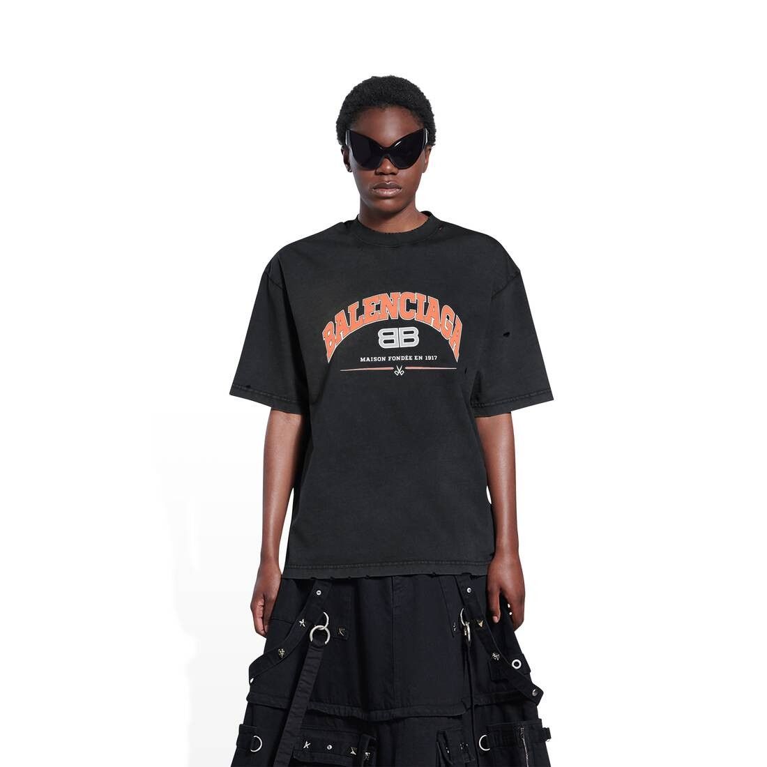 Balenciaga o1in1g0326 Maison Balenciaga T-Shirt Medium Fit in Black Size XS / US 0-2 / IT 36-38 - 5 Thumbnail