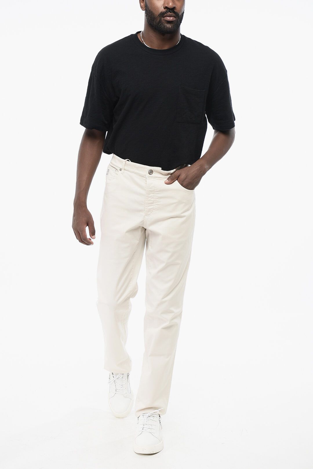 Brunello Cucinelli og1mm0725 5-Pocketed Stretch Cotton Pant in White Size US 40 / EU 56 - 3 Thumbnail