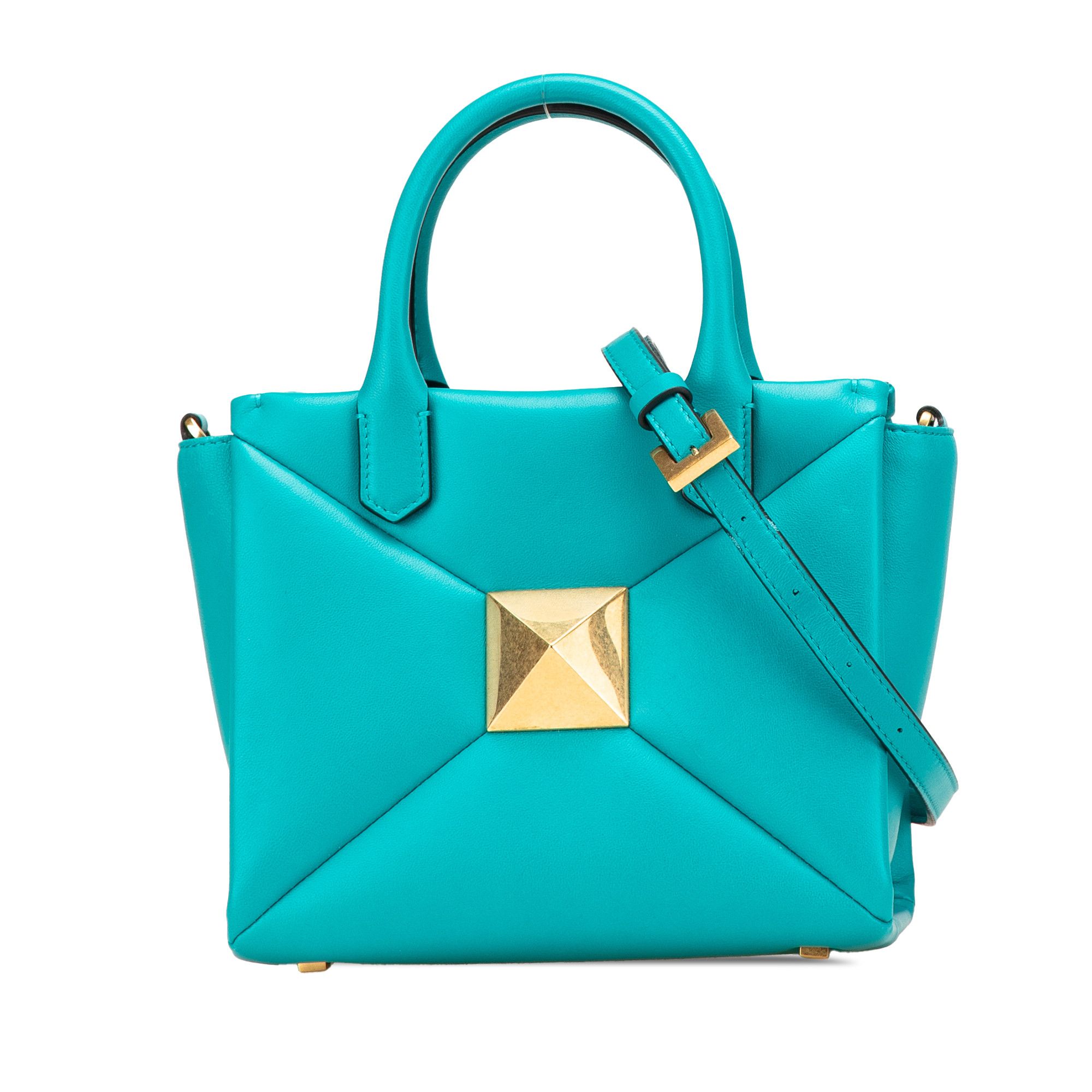 Valentino Small Nappa One Stud Top Handle Bag in Blue, Women's