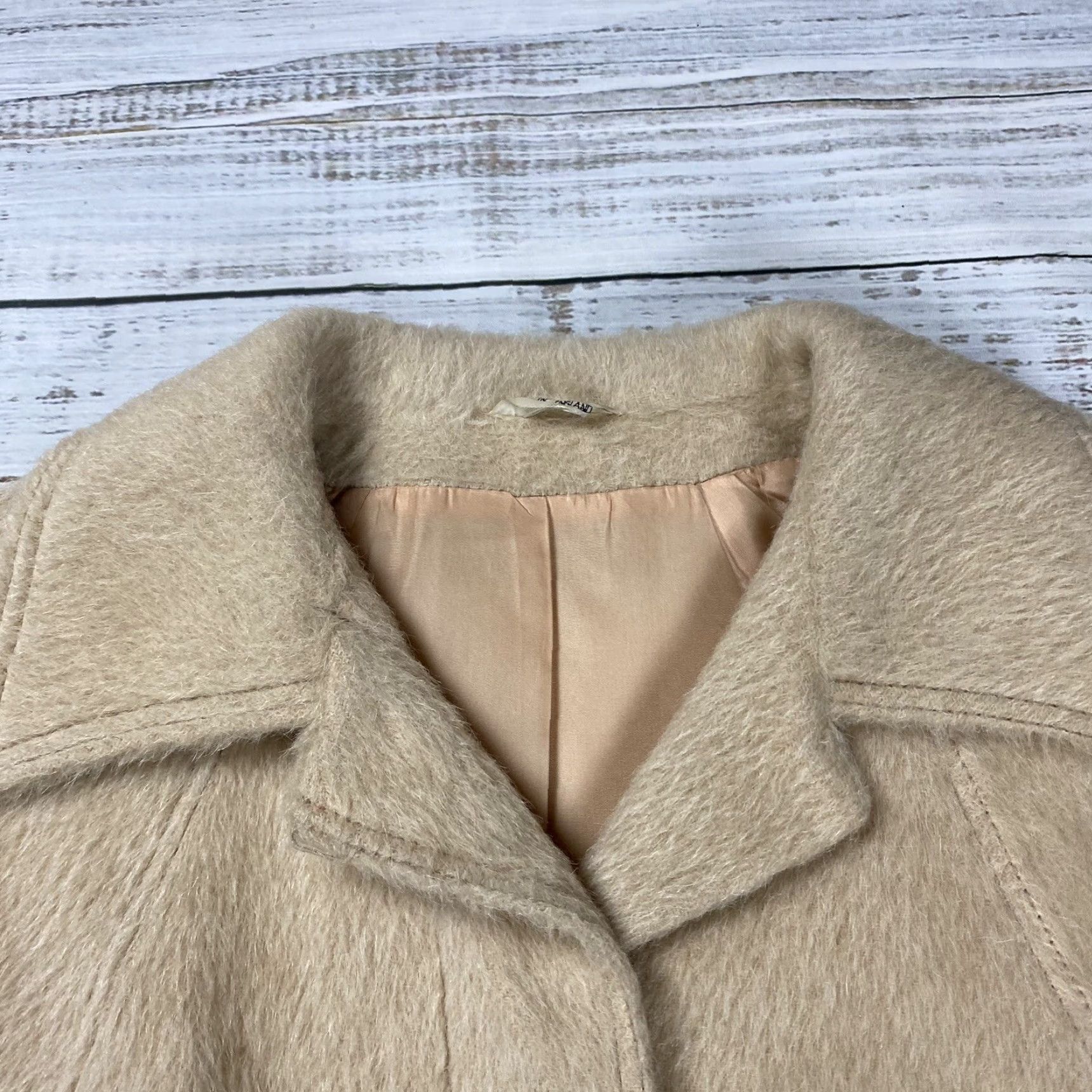 Sears VINTAGE 1970s Sears Women's Coat Mohair Beige Long Formal M/L Made in England Size M / US 6-8 / IT 42-44 - 4 Thumbnail
