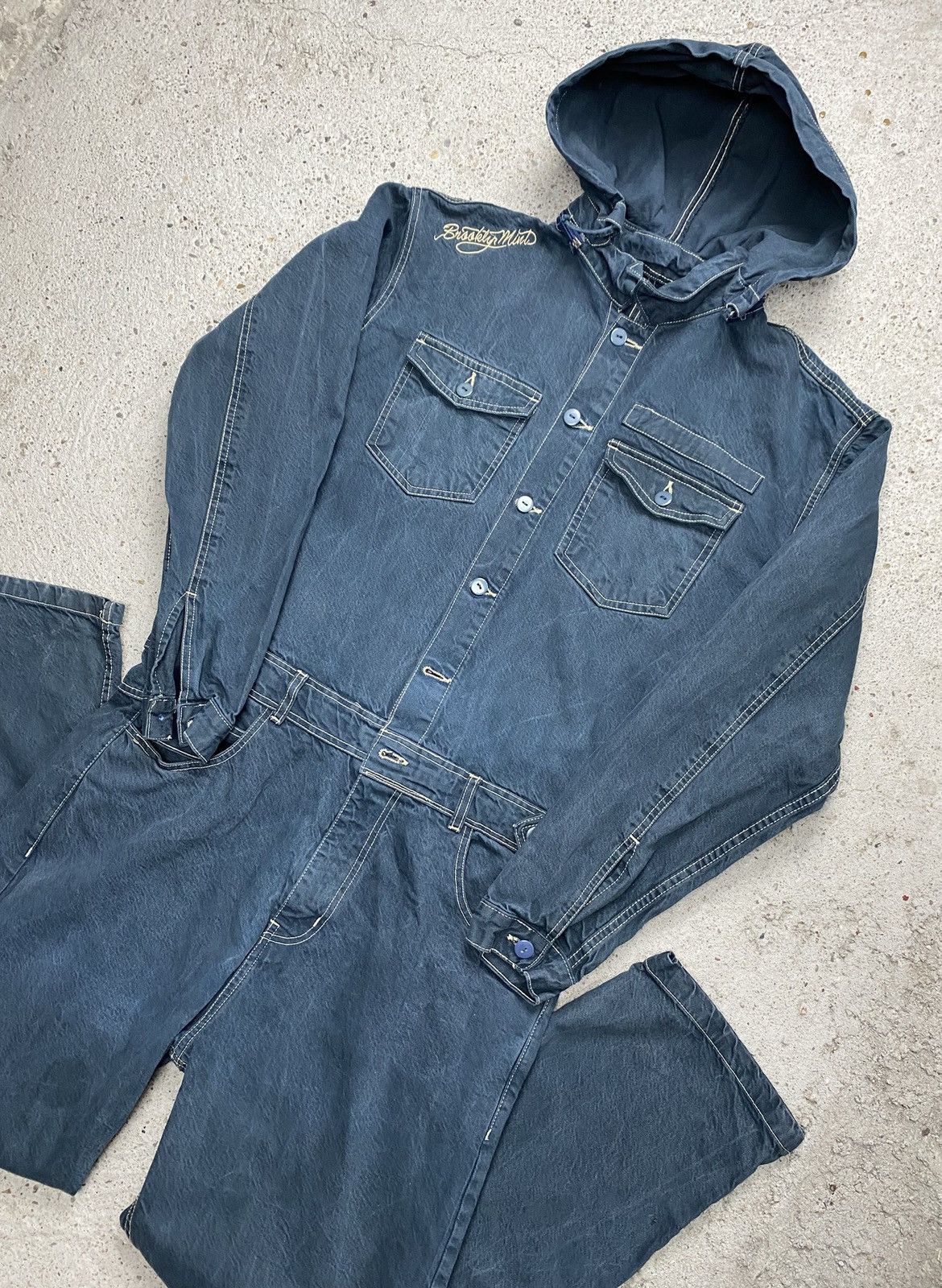 Brooklyn Mint Brooklyn mint jumpsuit denim jeans biggie hip hop navy Size US 38 / EU 54 - 1 Thumbnail