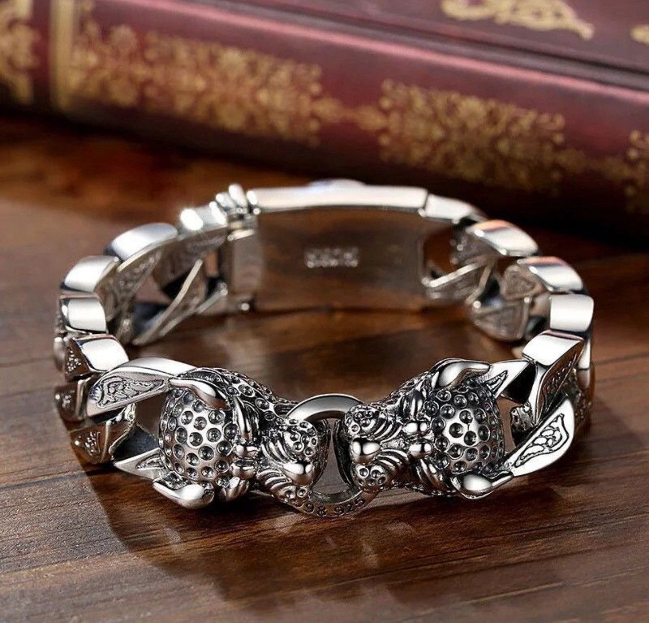 Jewelry Leopard Horsetail Braided Silver Bracelet Men And Women Size ONE SIZE - 1 Thumbnail