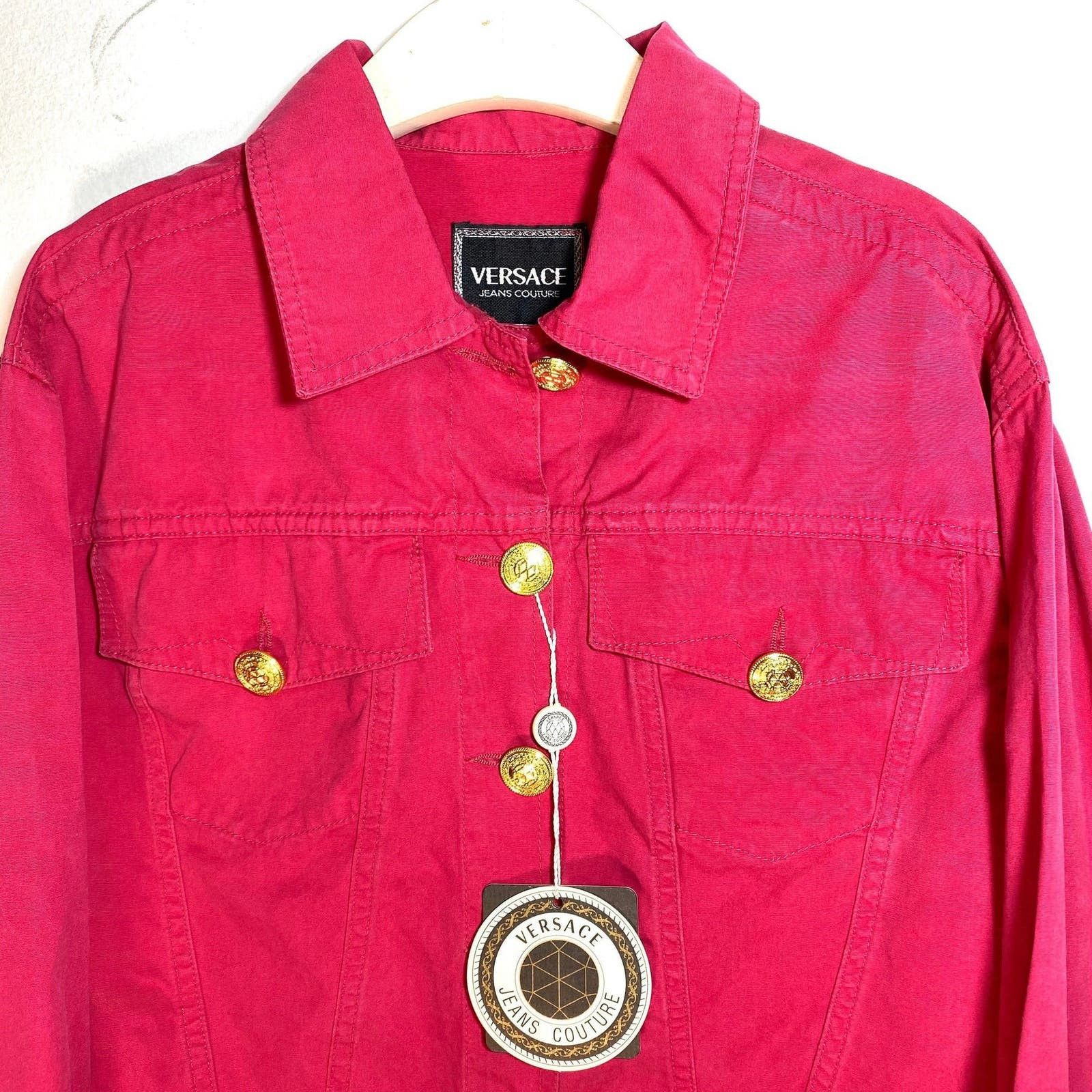 image of Versace Jeans Couture Nos Cherry Red Cotton Jacket Size S, Women's