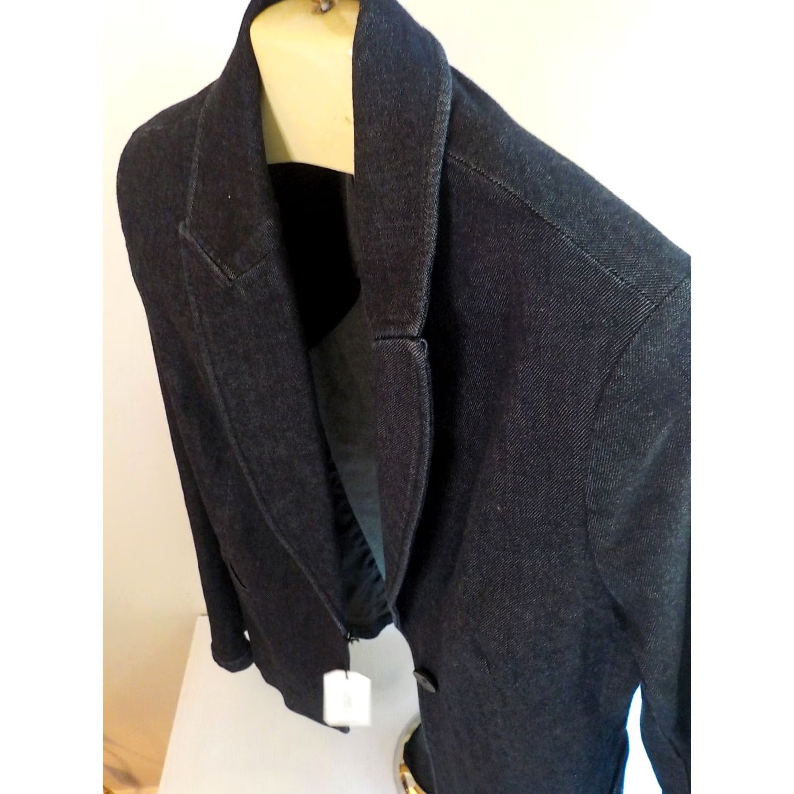 Express EXPRESS Womens 1 Button Denim Stretch Blazer Blue Cotton/Spandex SZ 10 NWT Size L / US 10 / IT 46 - 5 Thumbnail