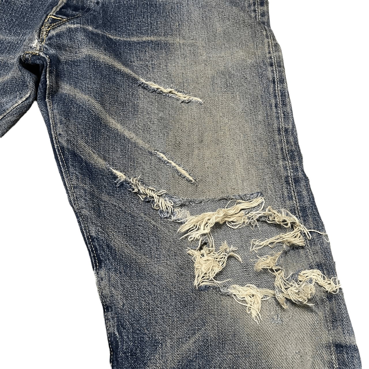 Denime Vintage Denime Japan Thrashed Denim Selvedge Leather Patch Size US 30 / EU 46 - 6 Thumbnail