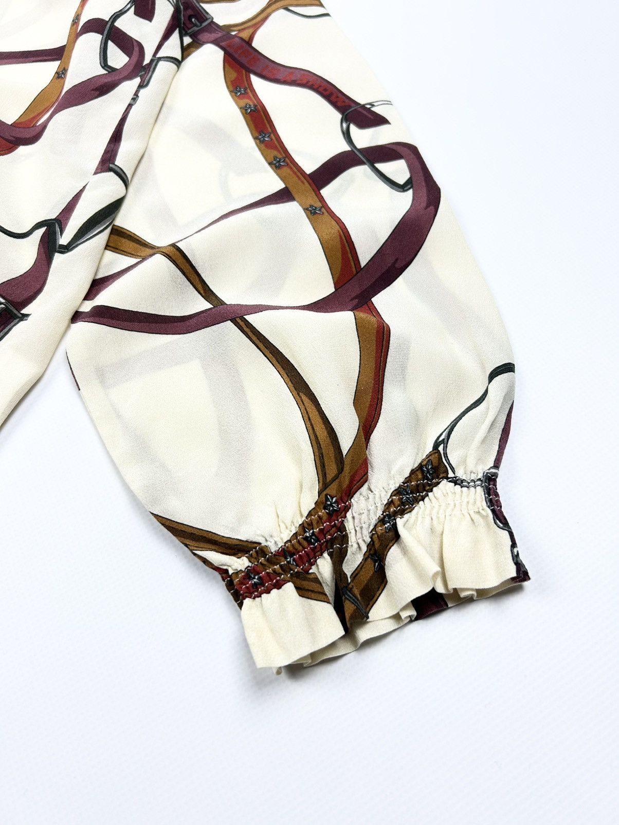 Marella Marella Silk Blouse Scarf Print Equestrian Hermes Style Size L / US 10 / IT 46 - 13 Thumbnail