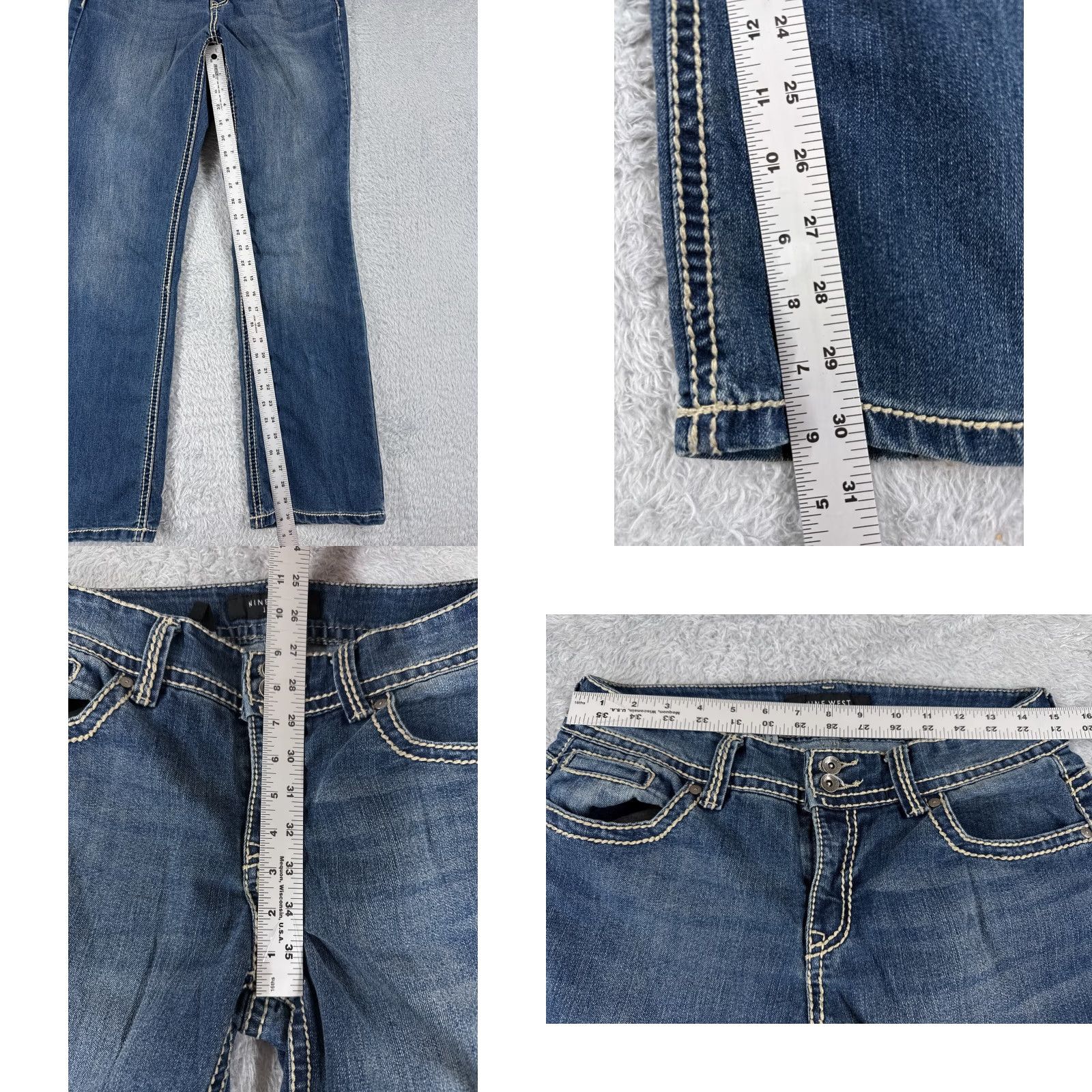 Nine West VINTAGE Nine West Pants Womens 6 Blue Denim Jeans Bootcut NW Embroidered Cotton 28x31 Size 28" / US 6 / IT 42 - 8 Thumbnail