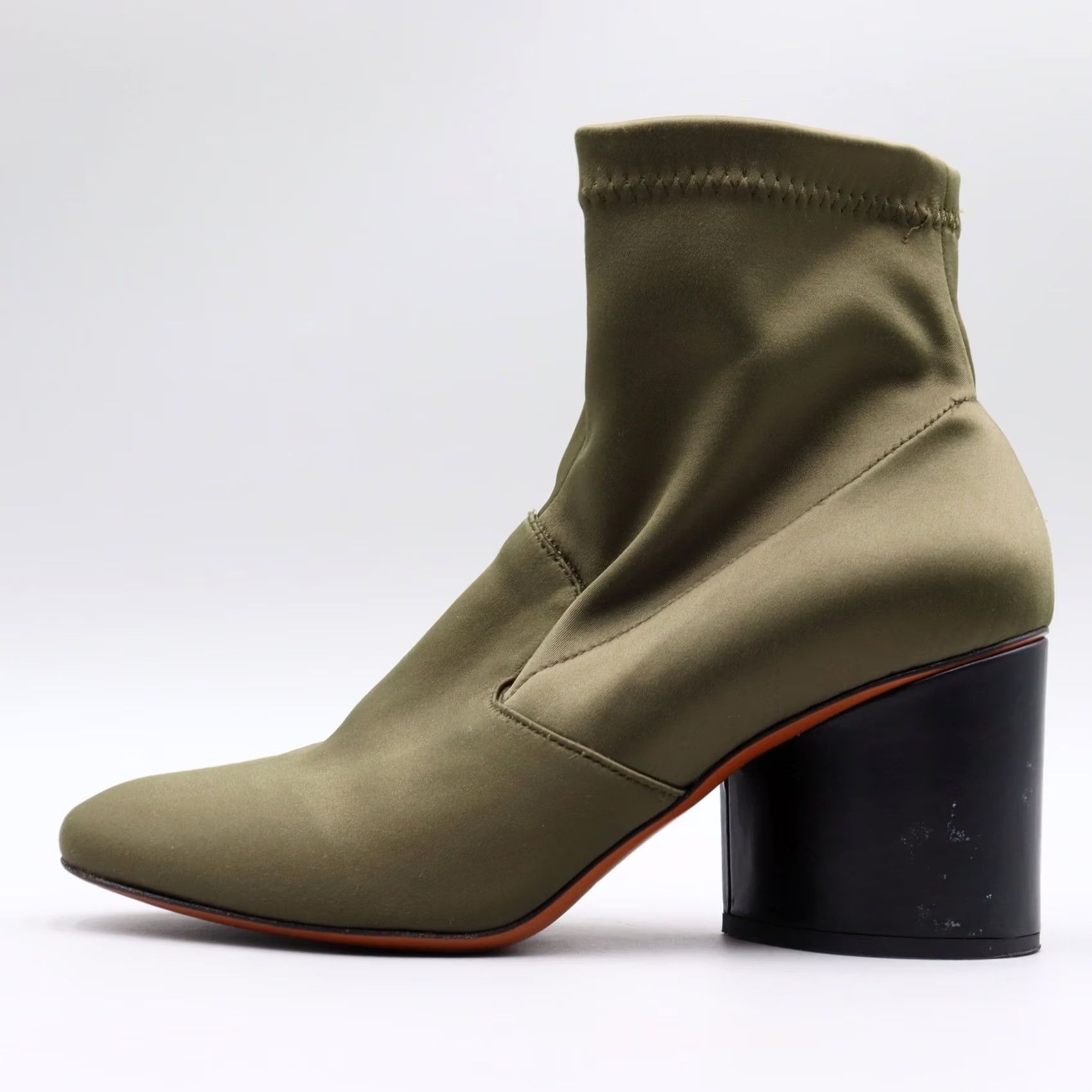 Vintage Robert Clergerie Green Satin Stretch Chunky Heel Ankle Boots Size 9.5B US Size US 11 / IT 41 - 4 Thumbnail