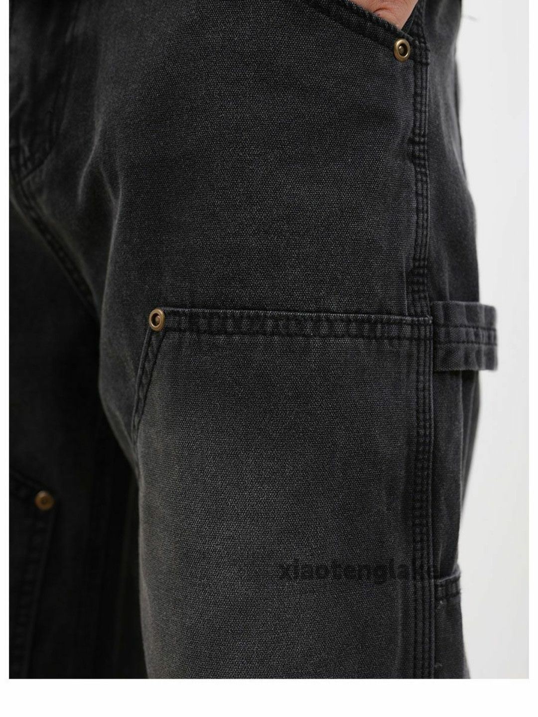 Jean denim double knee work carpenter faded jeans Size US 37 - 6 Thumbnail