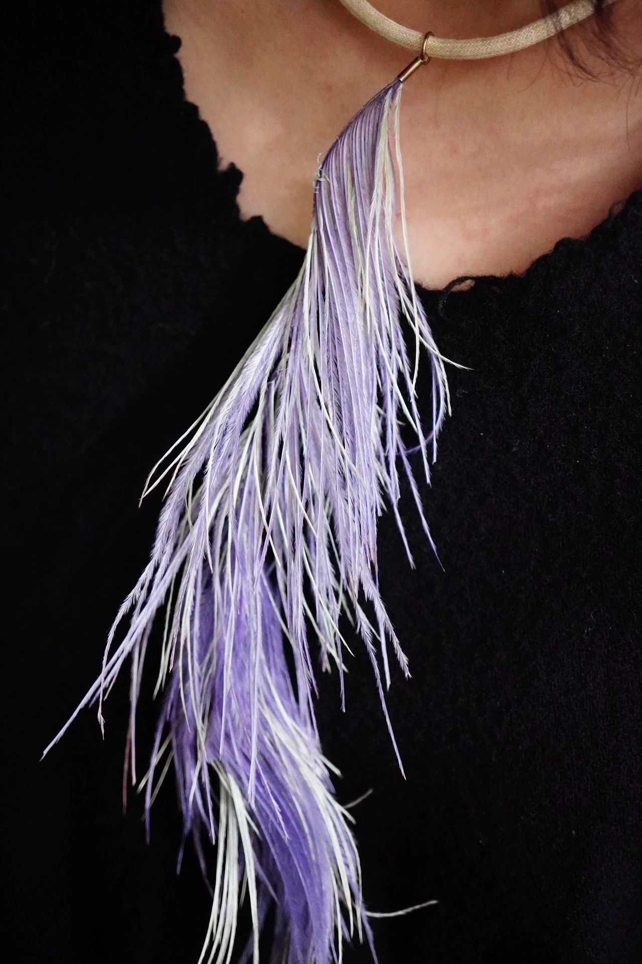 MM6 mm6 2000s purple & light green woven feather necklace 9/10 Size ONE SIZE - 7 Thumbnail