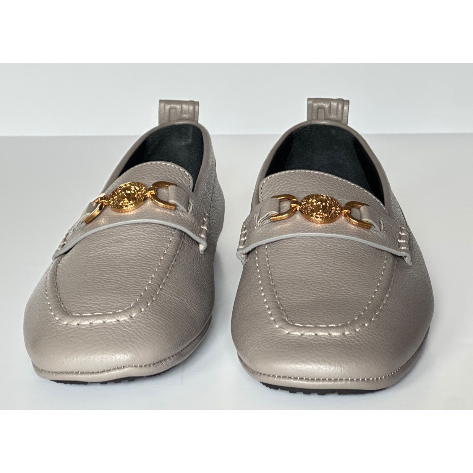 Versace Versace Gold Medusa Gray Leather Driver Shoes 8 US 1017072 Size US 8 / EU 41 - 8 Thumbnail