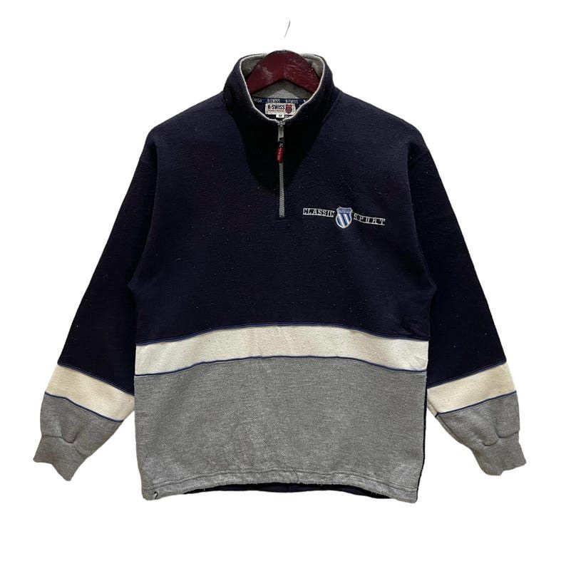 K-Swiss × Vintage Vintage 90s K-Swiss Quarter Zipper Multicolour Sweatshirt Size US M / EU 48-50 / 2 - 2 Thumbnail