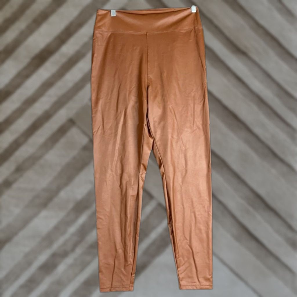 Vintage OFFLINE By Aerie Womens Pants Brown High Rise Faux Leather Leggings XL Size 40" / US 18 - 1 Thumbnail