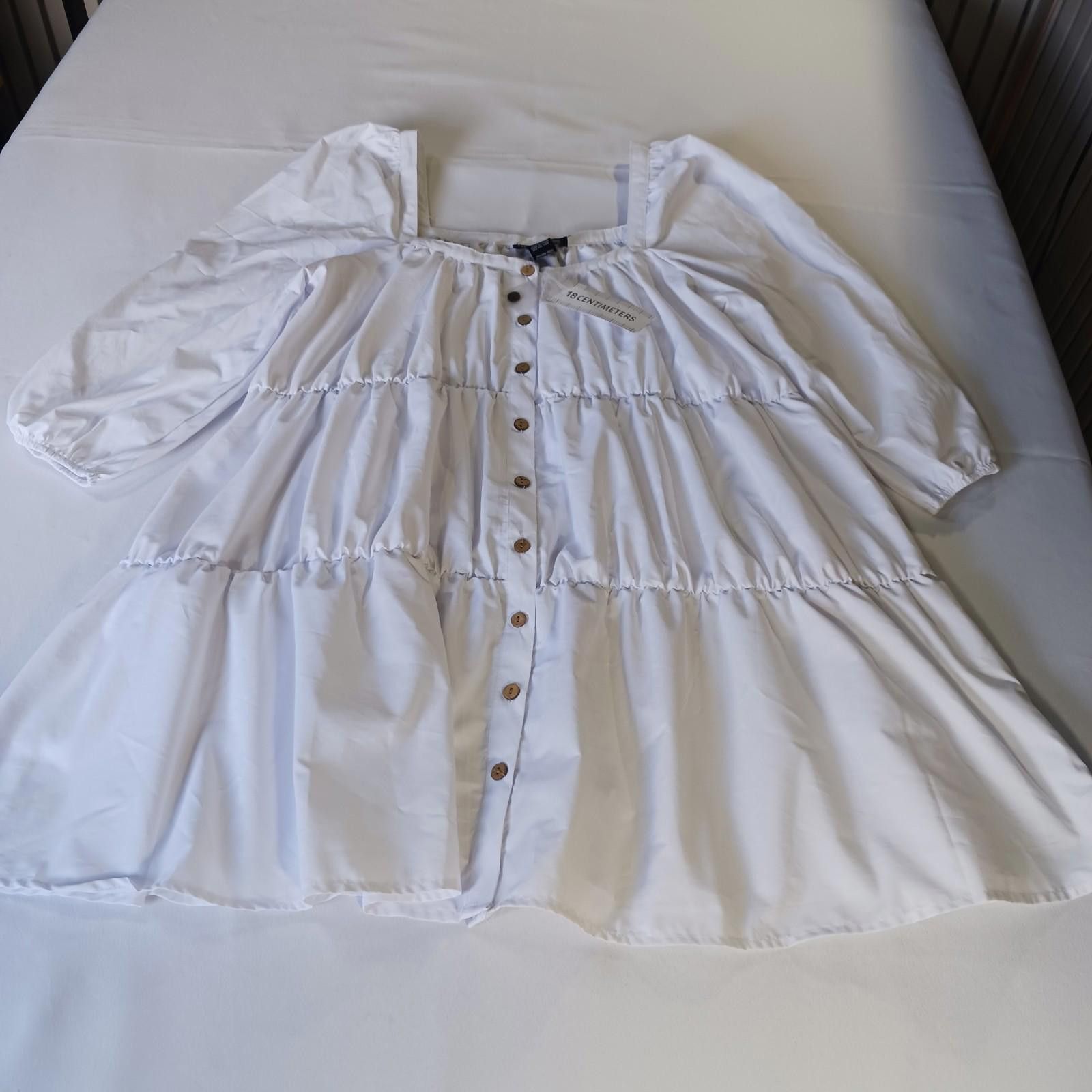 Other 18 Centimeters Women L White Button Front Square Neck Dress Size L / US 10 / IT 46 - 11 Thumbnail