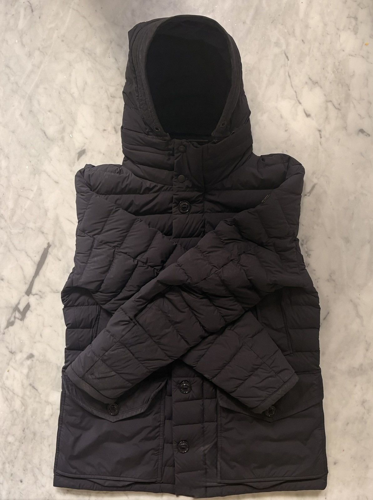 Moncler Moncler Black Hooded Down Puffer Jacket Mid-Length Men's Size US L / EU 52-54 / 3 - 3 Thumbnail