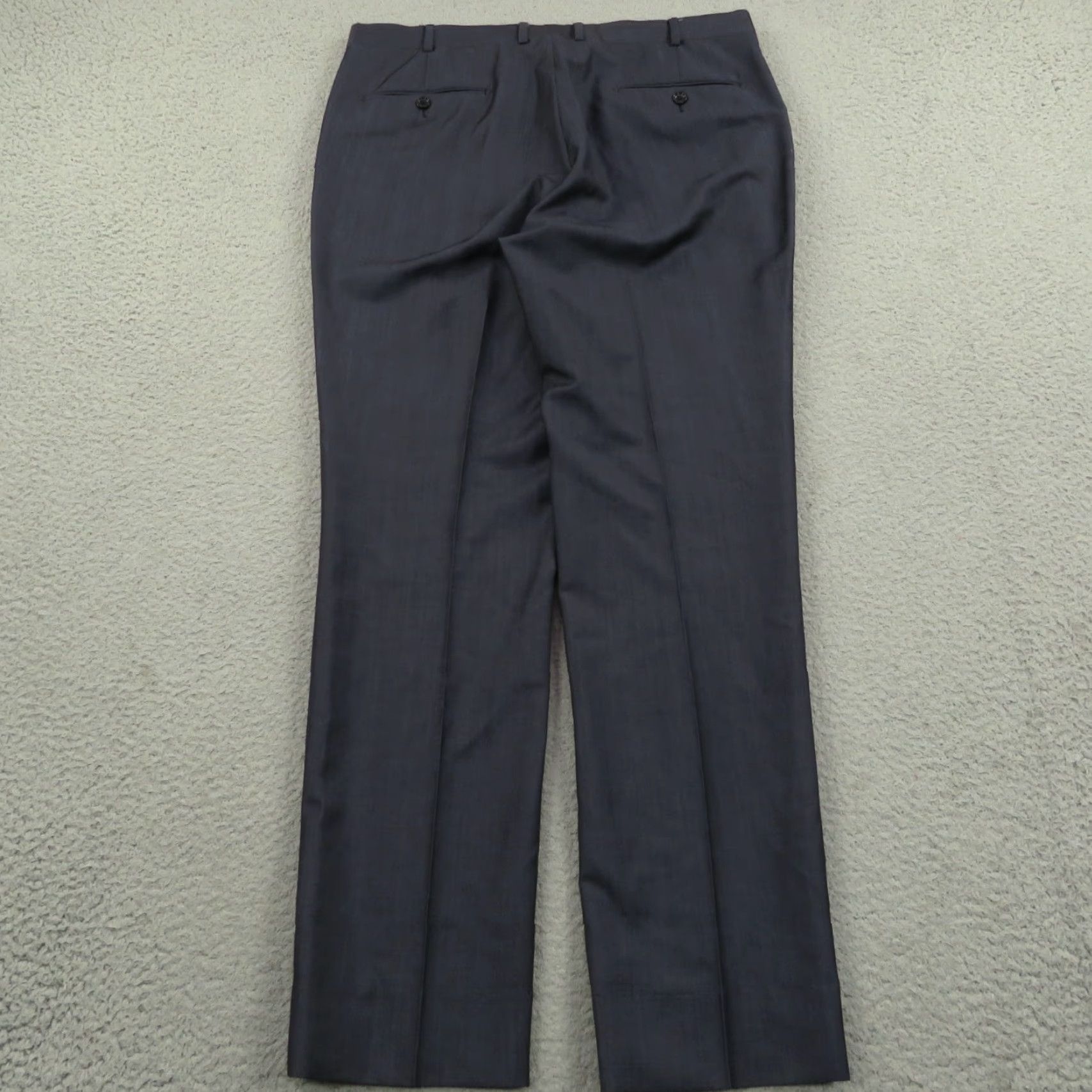 Zegna Pants 34x32 Wool Mohair Solid Blue Flat Front Straight Trousers Slacks Mens Regular 34 32 Inseam Wool Mohair Blue Solid Dress Pants Vintage N/A
