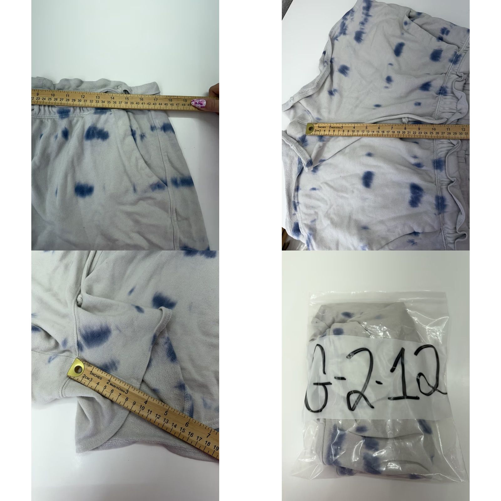 Vintage Universal Threads Womens Shorts XL White Blue Tie Dye Drawstring Activewear Regular Fit Size 40" / US 18 - 8 Thumbnail