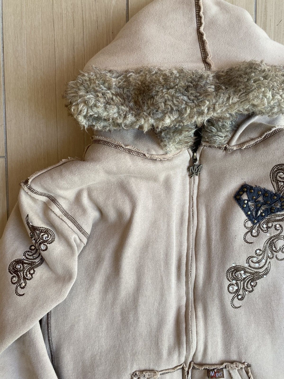 Carhartt M.A. Girl Beige Brown Zip-up Hoodie Japanese brand y2k style Size S / US 4 / IT 40 - 3 Thumbnail