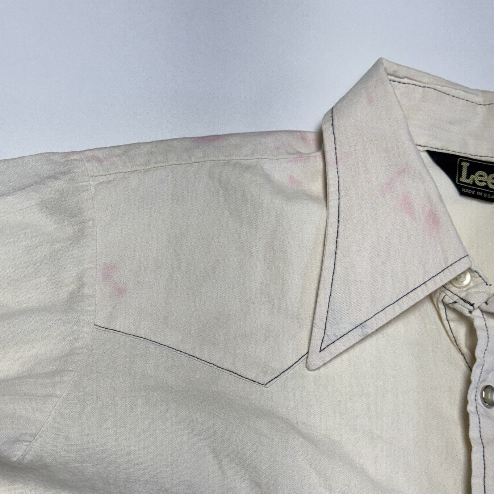 Lee × Vintage Vintage 70s Lee Button Snap Shirt Mens Large White Long Slee Size US L / EU 52-54 / 3 - 4 Thumbnail