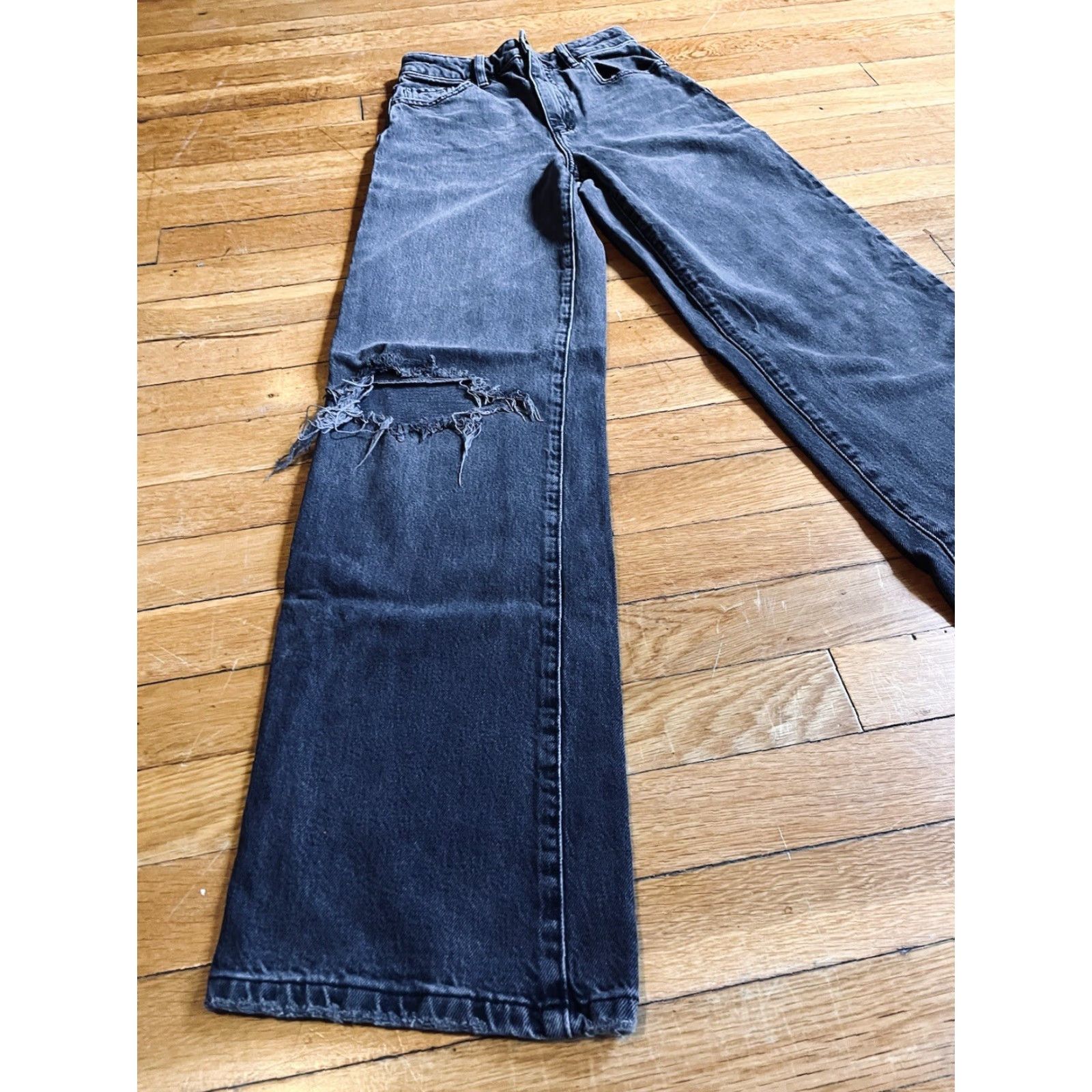 Garage Garage Denim Jeans Women's 00 Grey Wide Leg Distressed Size 24" / US 00 / IT 34 - 2 Thumbnail