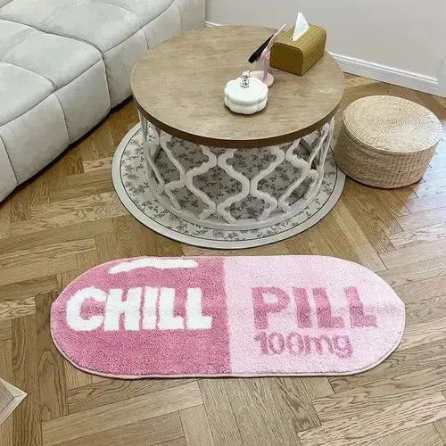 Other 3D Pink "CHILL PILL" Handmade Soft Rug Size ONE SIZE - 4 Thumbnail