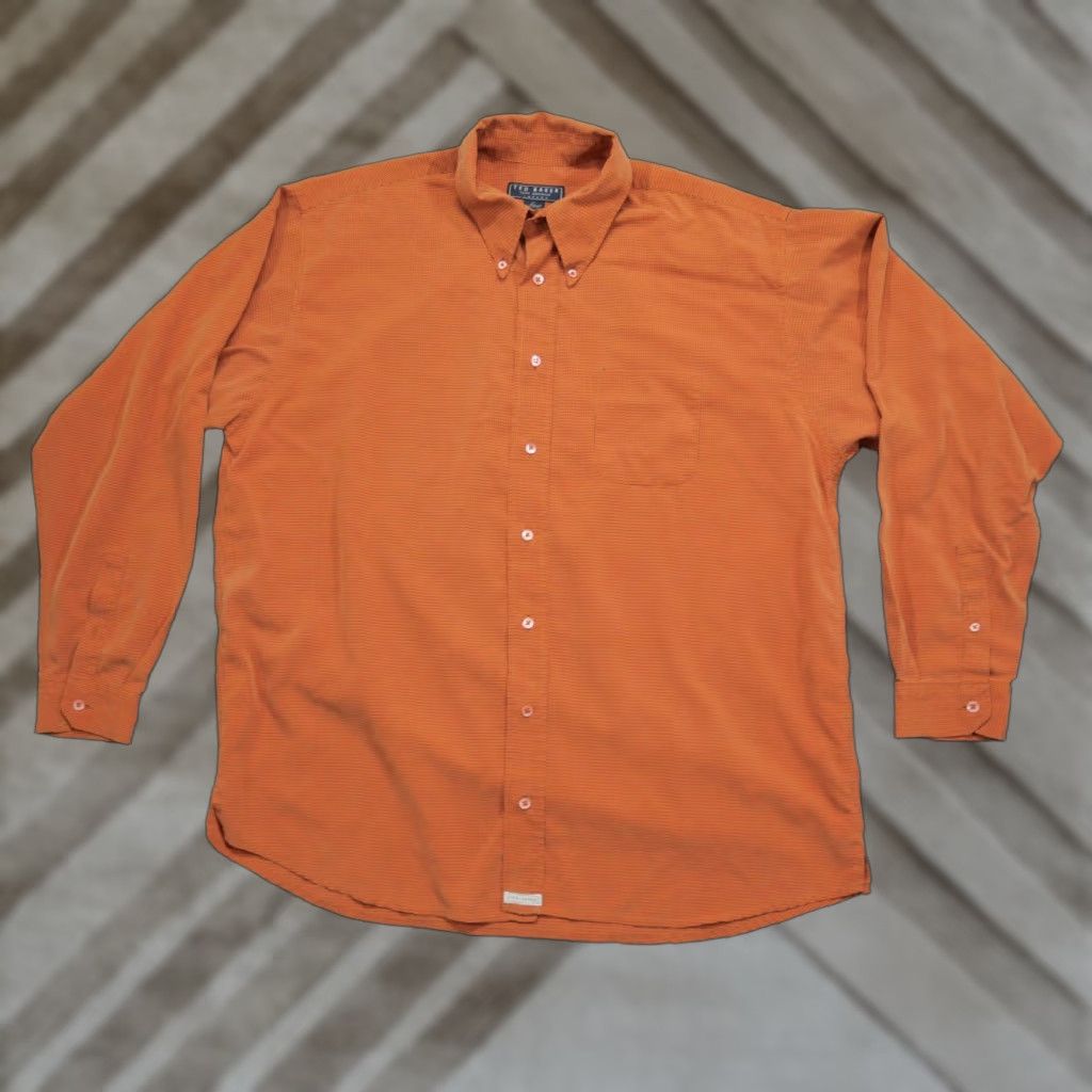 Ted Baker Ted Baker Shirt Mens 4 Four Orange Black Grid Button Up Long Sleeve Size US L / EU 52-54 / 3 - 1 Thumbnail