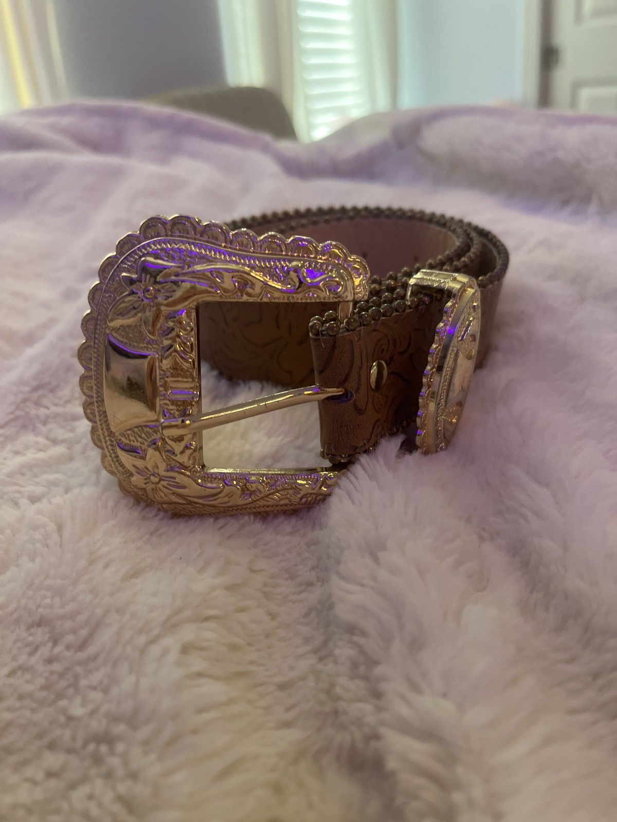 Other Western style brown belt with gold Size 28 - 1 Thumbnail