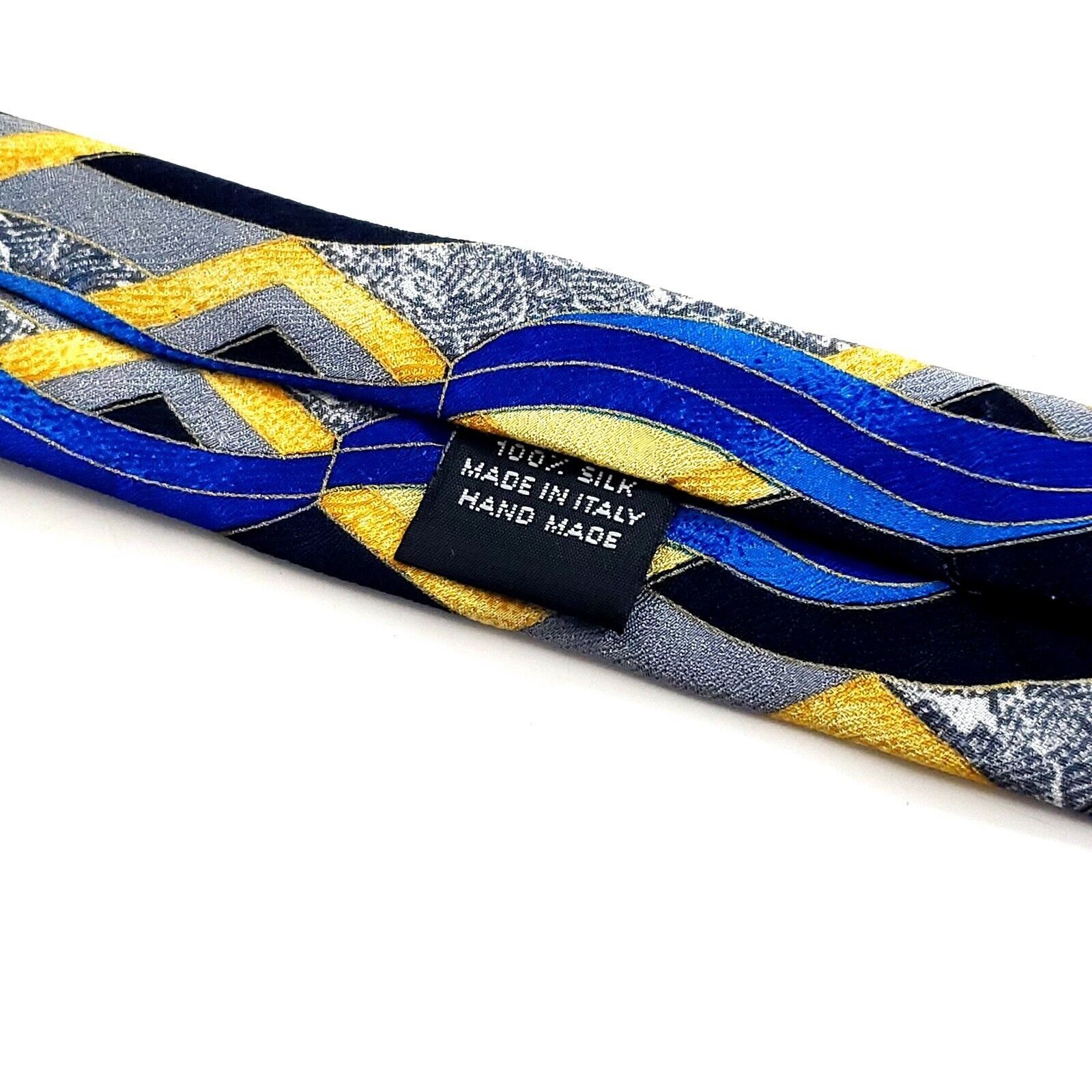 Designer Manzoni Italy Blue Yellow Gray Black Abstract Jacquard Print Size ONE SIZE - 4 Thumbnail