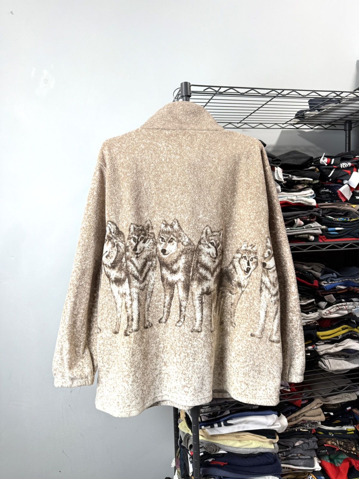 Vintage Vintage Wolf Fleece Jacket Supreme Style Print All Over Size US M / EU 48-50 / 2 - 2 Thumbnail