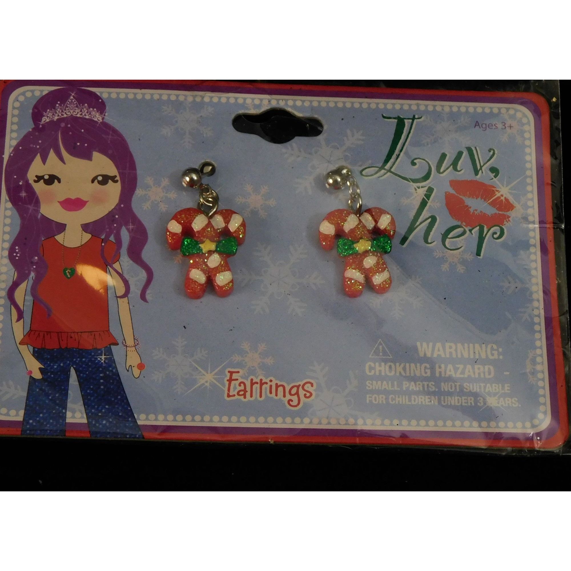 Other Luv Her Candy Cane Glitter Dangle Earrings Size ONE SIZE - 4 Thumbnail