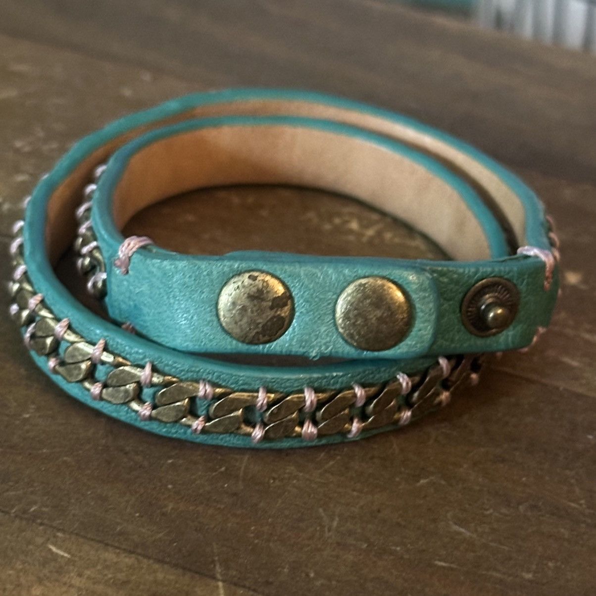 Juicy Couture Juicy Couture leather and brass chain wrap bracelet Size ONE SIZE - 6 Thumbnail