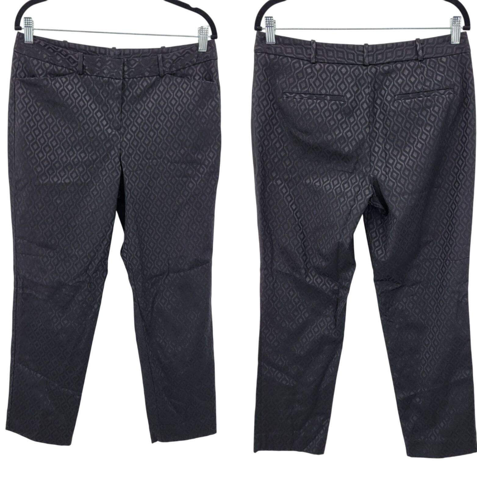 Vintage Vtg 90s Womens Black Cigarette Pants 8 Geometric Textured An Size 30" / US 8 / IT 44 - 1 Thumbnail