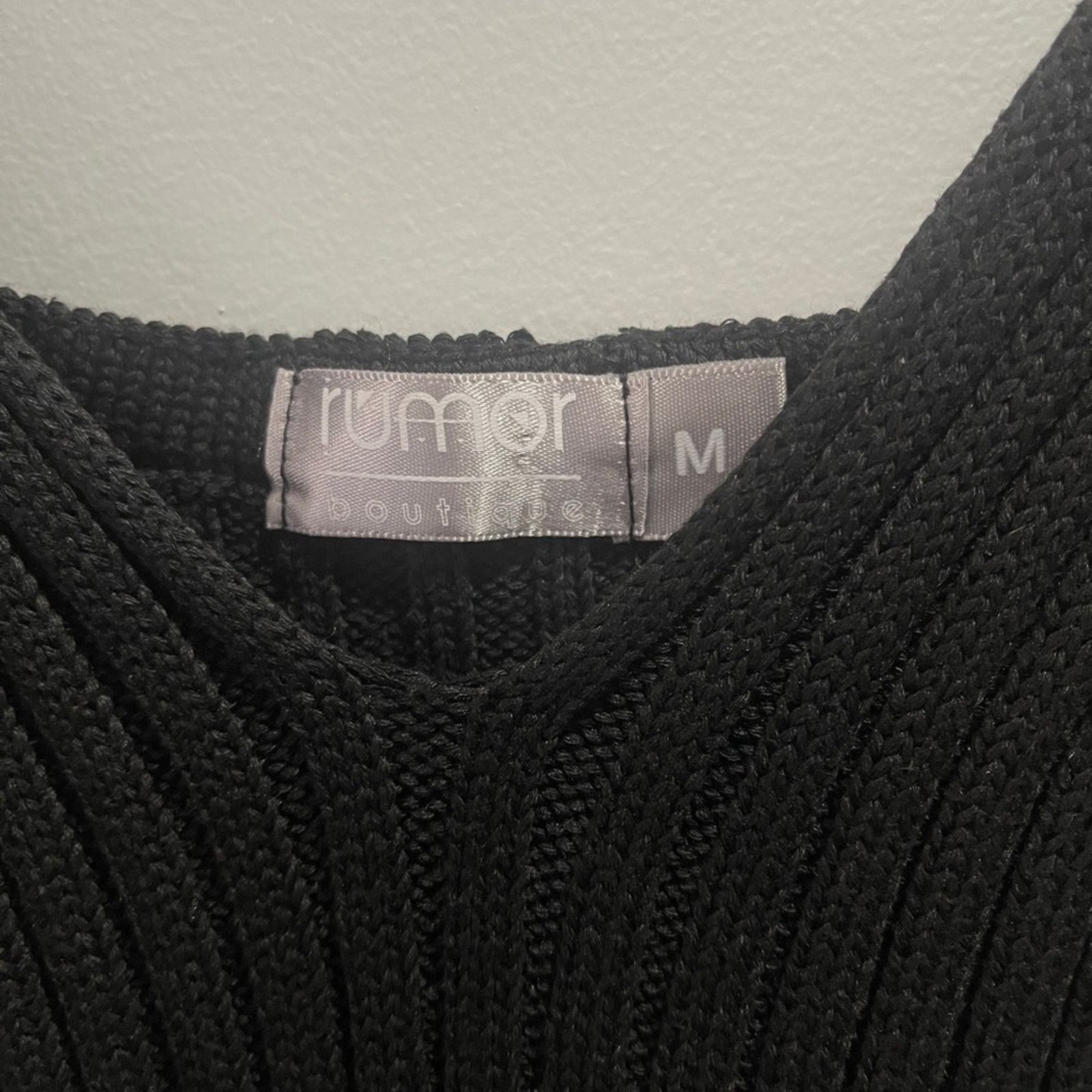 Nordstrom RUMOR Women's Black Rib Knit Vest Top Sz M Size M / US 6-8 / IT 42-44 - 5 Thumbnail