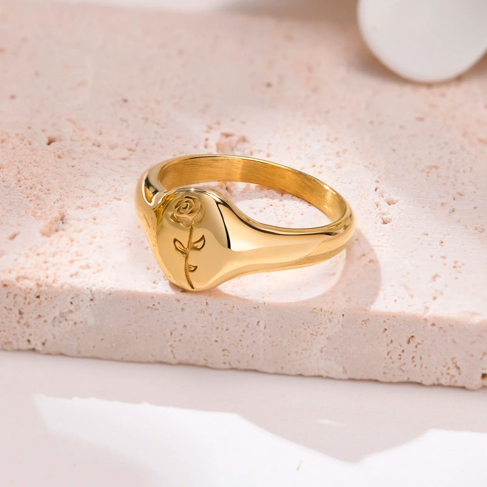 Jewelry × Vintage Stainless Steel Floral Signet Ring Size ONE SIZE - 3 Thumbnail