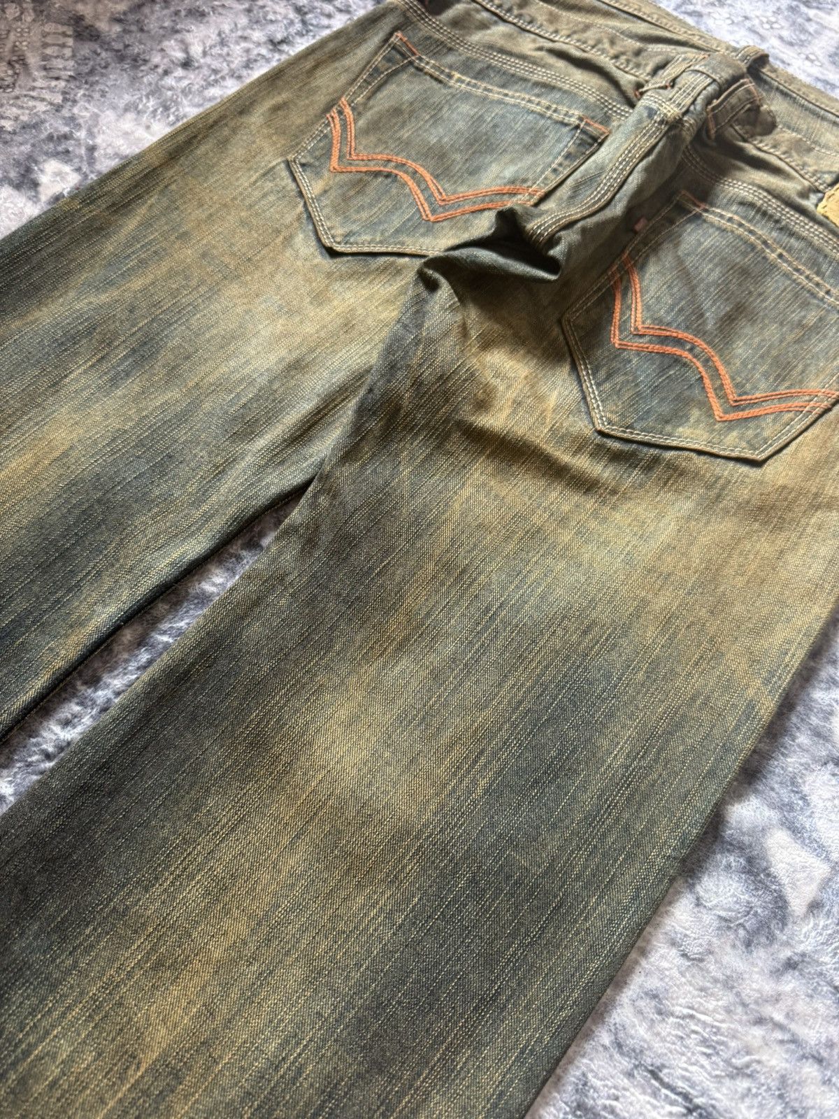 If Six Was Nine Edwin Japan Psychedelic Mud Wash Fade Double Waist Jeans Size US 30 / EU 46 - 13 Thumbnail