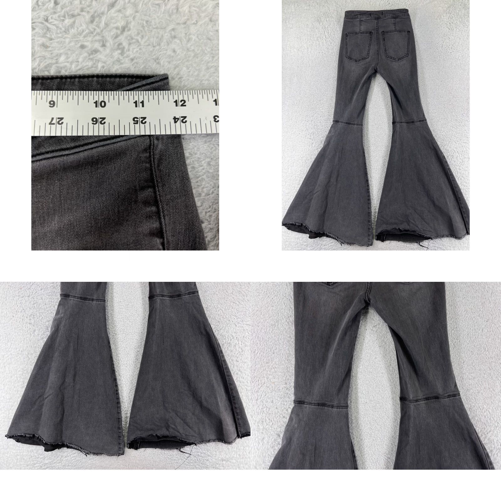 Free People Free People Womens Jeans Basic Black Cotton Blend 5-Pocket Denim Flared Rise Mid Inseam 29 Size 42" / US 20 - 9 Thumbnail