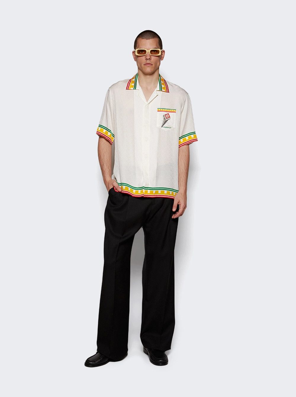 Casablanca o1mle0326 Short Sleeve Cuban Collar Shirt Leaning Column Size US L / EU 52-54 / 3 - 2 Thumbnail
