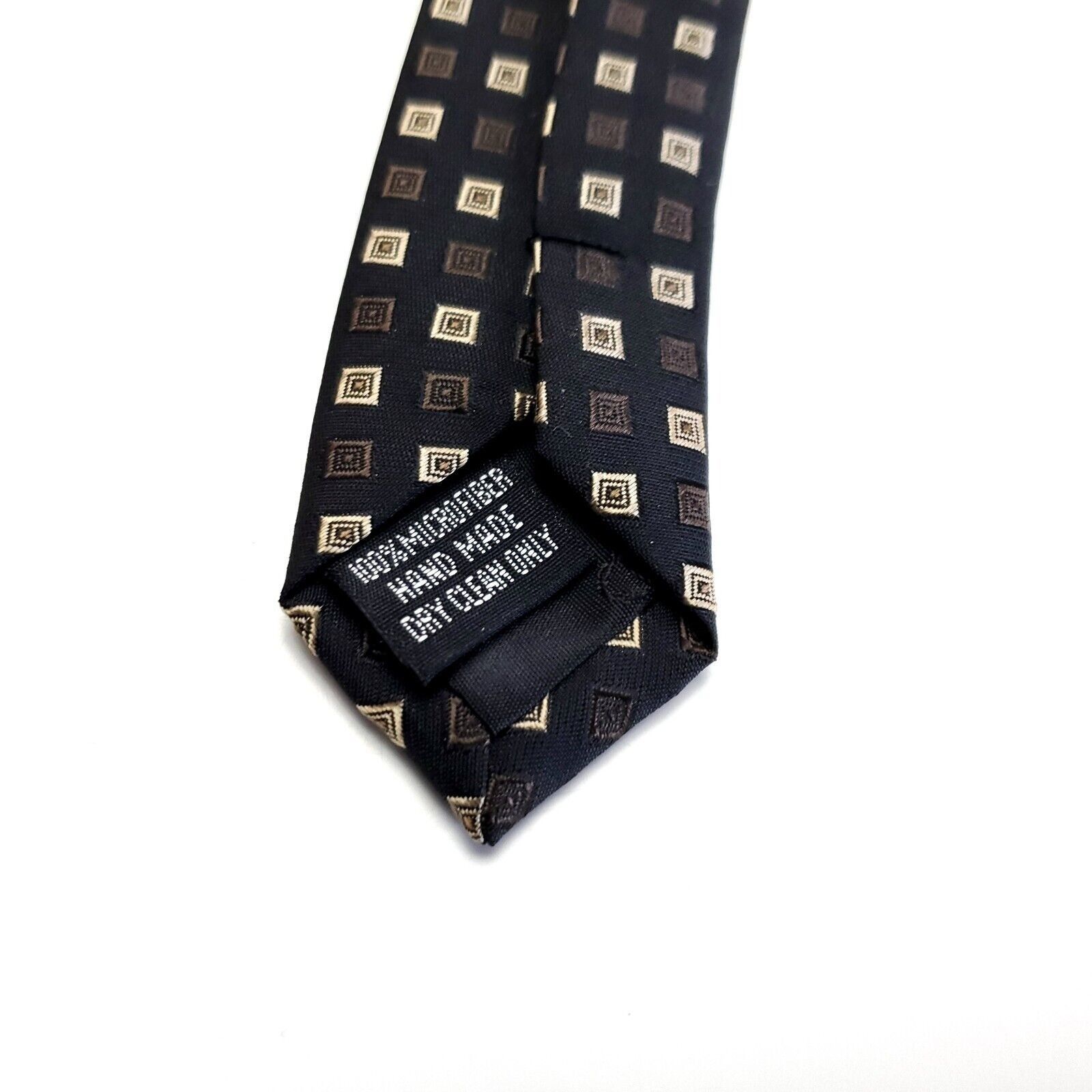 Vintage Leonardo NY Woven Microfiber Brown Check Geometric Silk Tie Size ONE SIZE - 4 Thumbnail